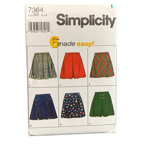 Vintage Simplicity 7364 Sewing Pattern Womens Skirt Size 12-14 6 Styles - Picture 1 of 2